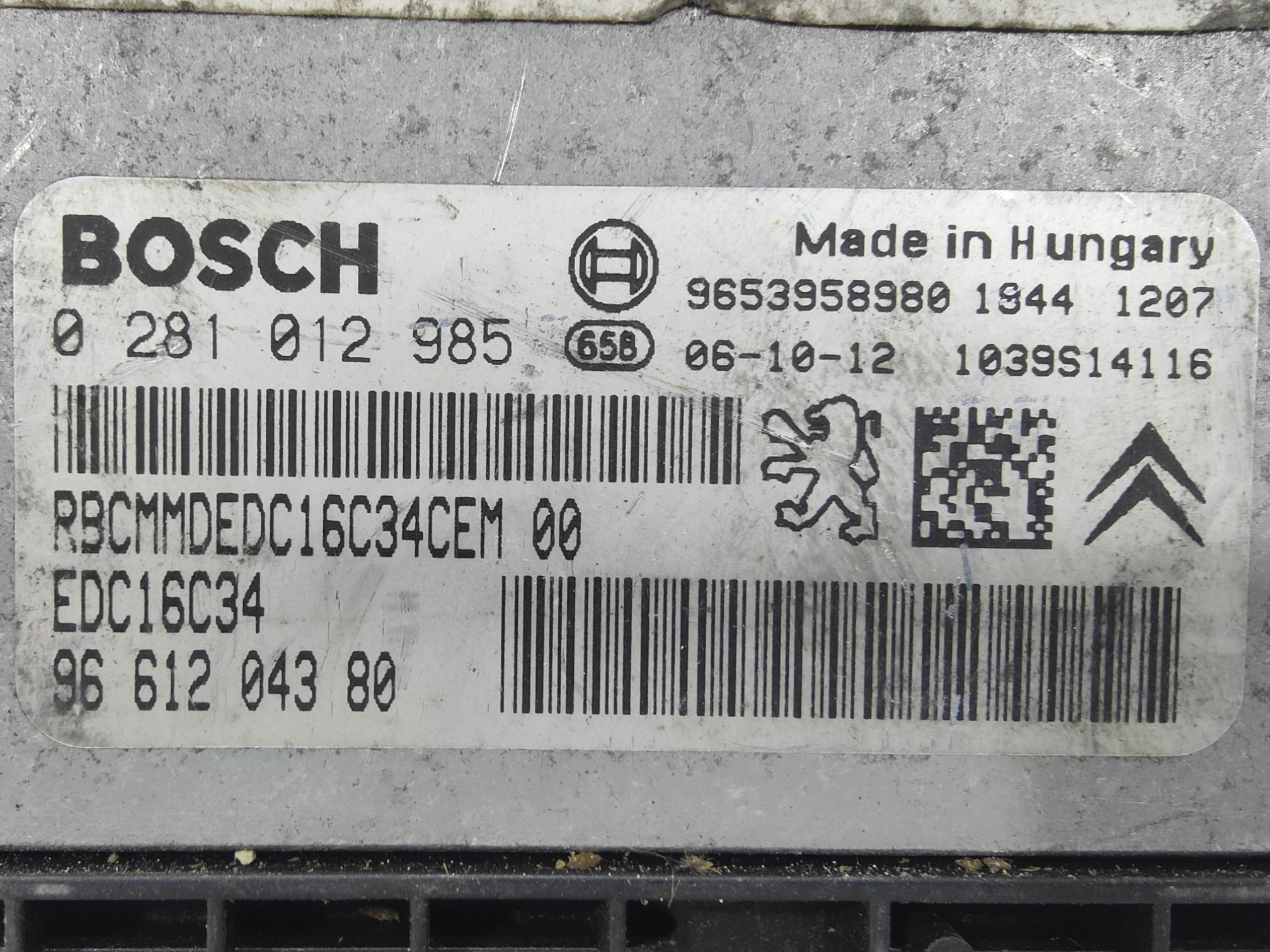 ECU de motor Citroen C4 1.6 HDI , Ref: 8087-K3A6