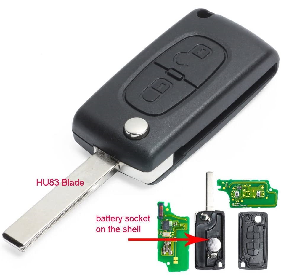 MANDO A DISTANCIA PEUGEOT 307/CITROEN C3/C4 NAVAJA DE 2 BOTONES CON PILA EN CARCAZA-CON CHIP [AKONEN KEYS]