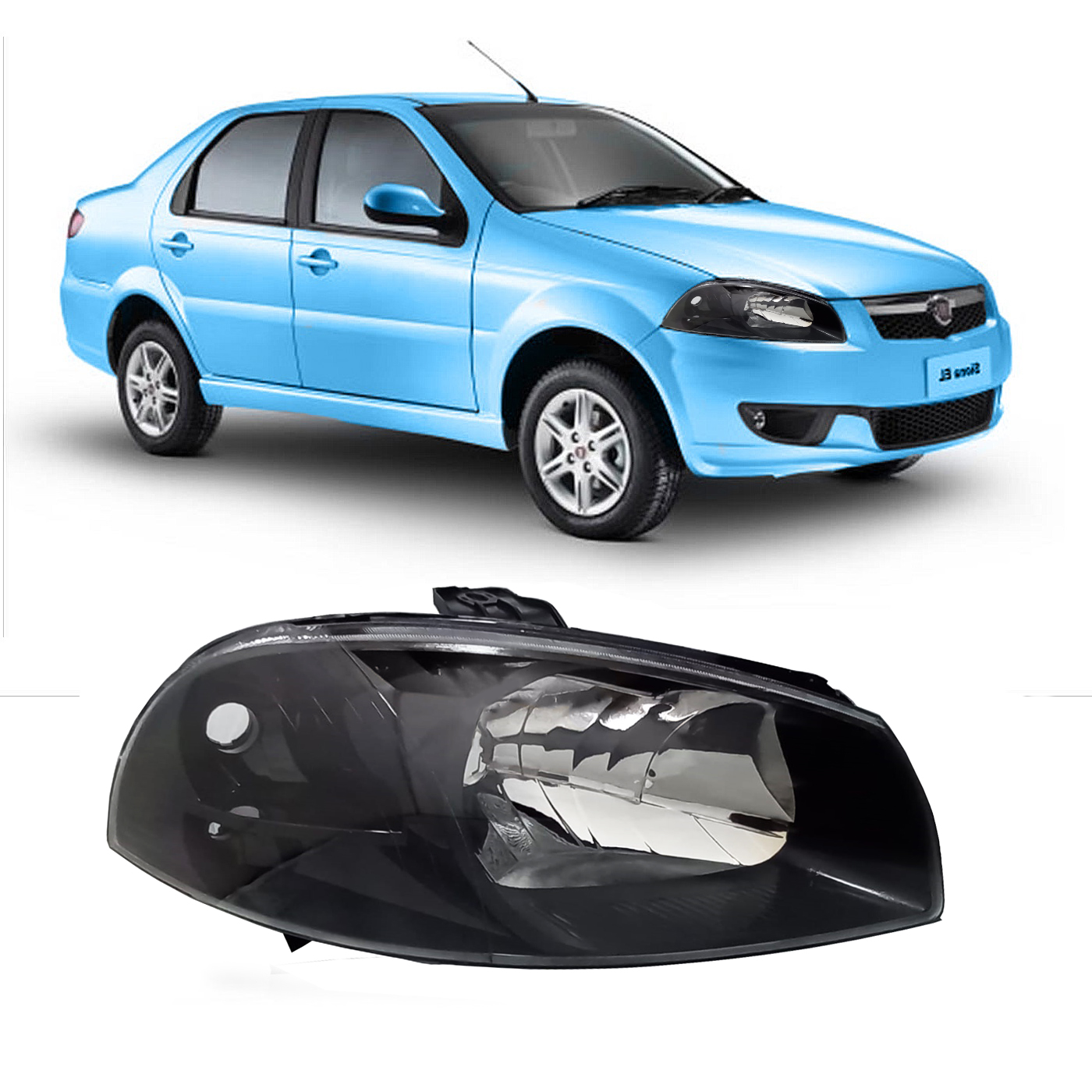 Semioptica Derecha Fondo Negro Fiat Siena EL 2014/