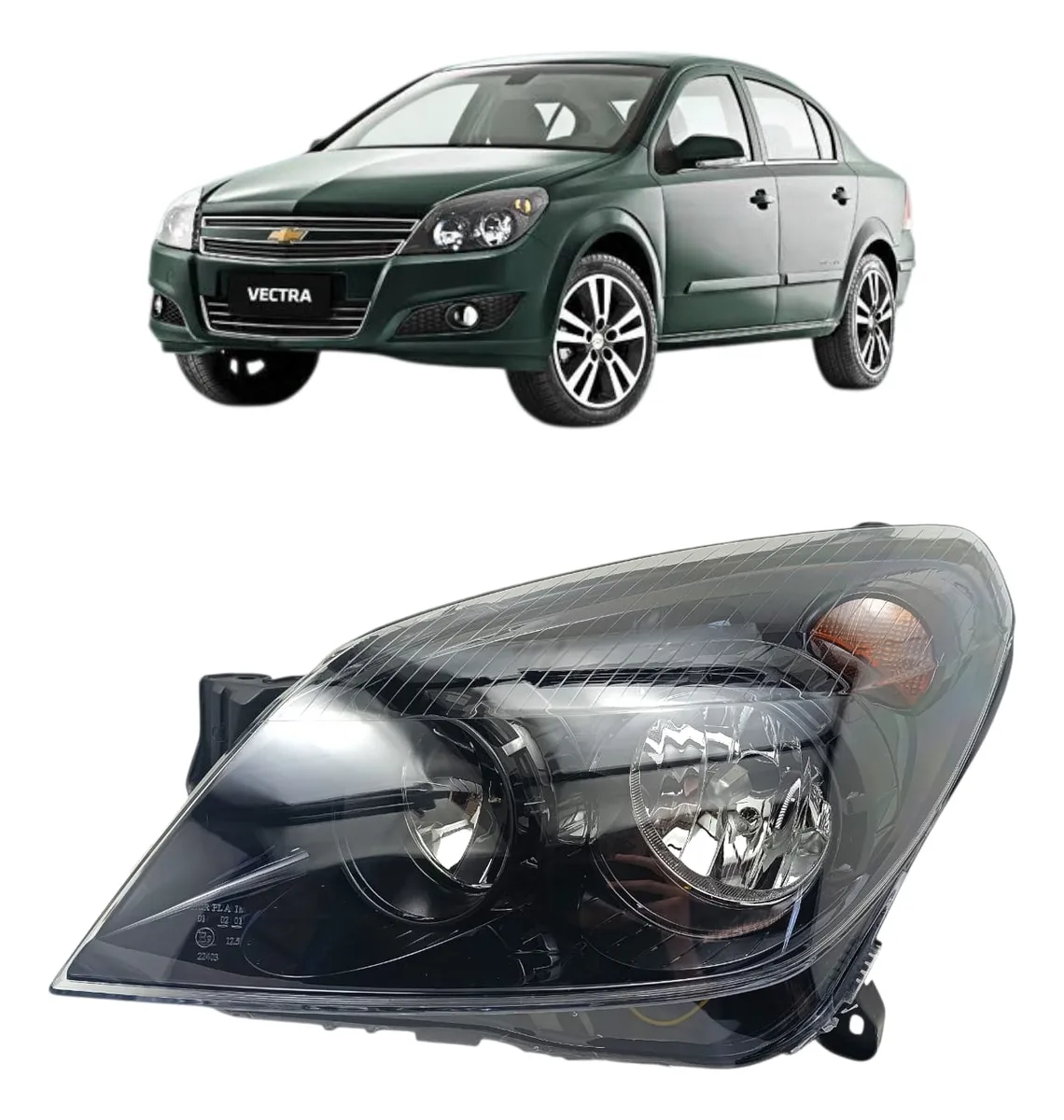 Faro delantero izquierdo eléctrico con máscara negra