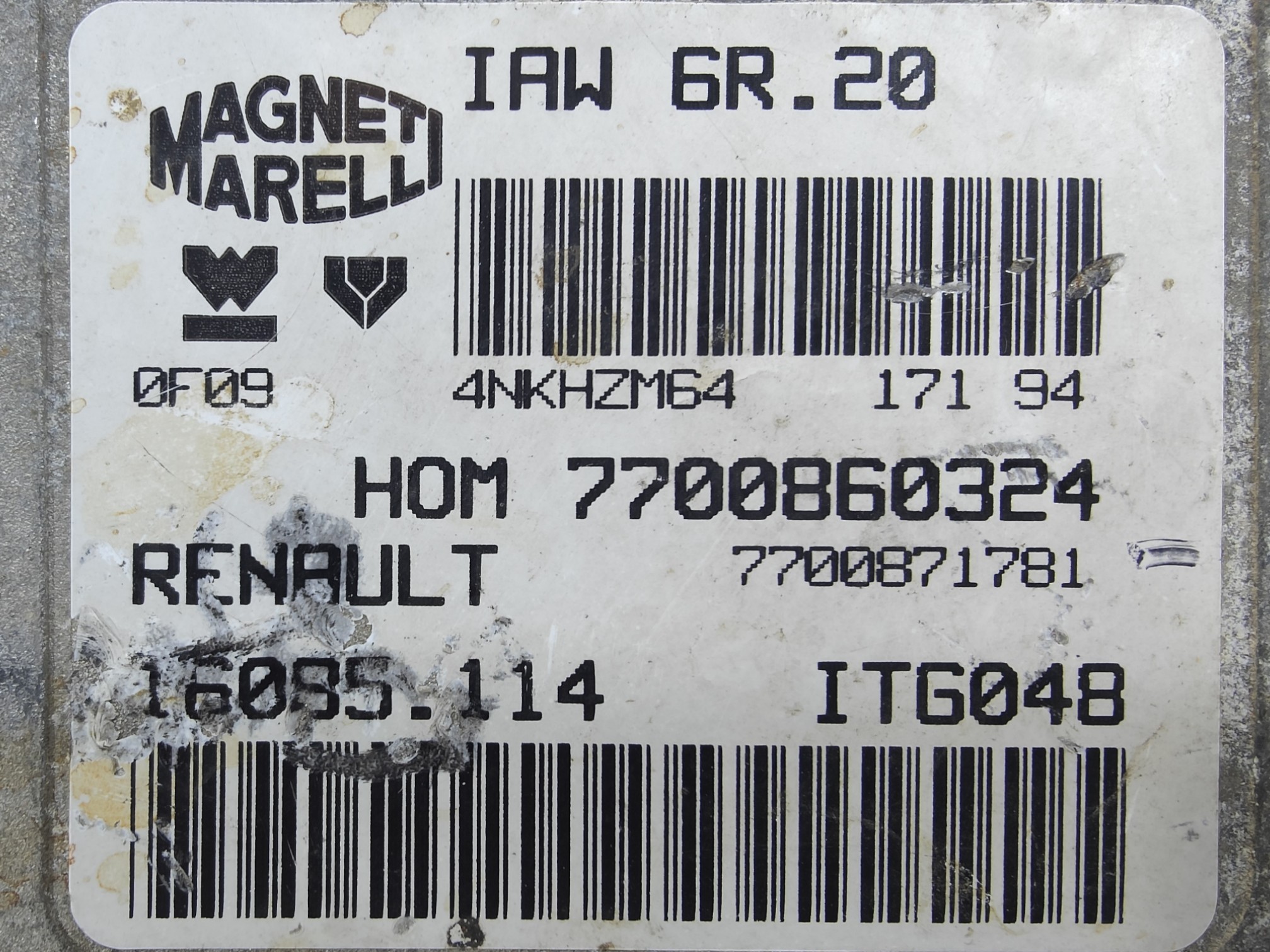ECU de motor Renault TWINGO 1.2i 55CV , Ref: 11074-K3C9