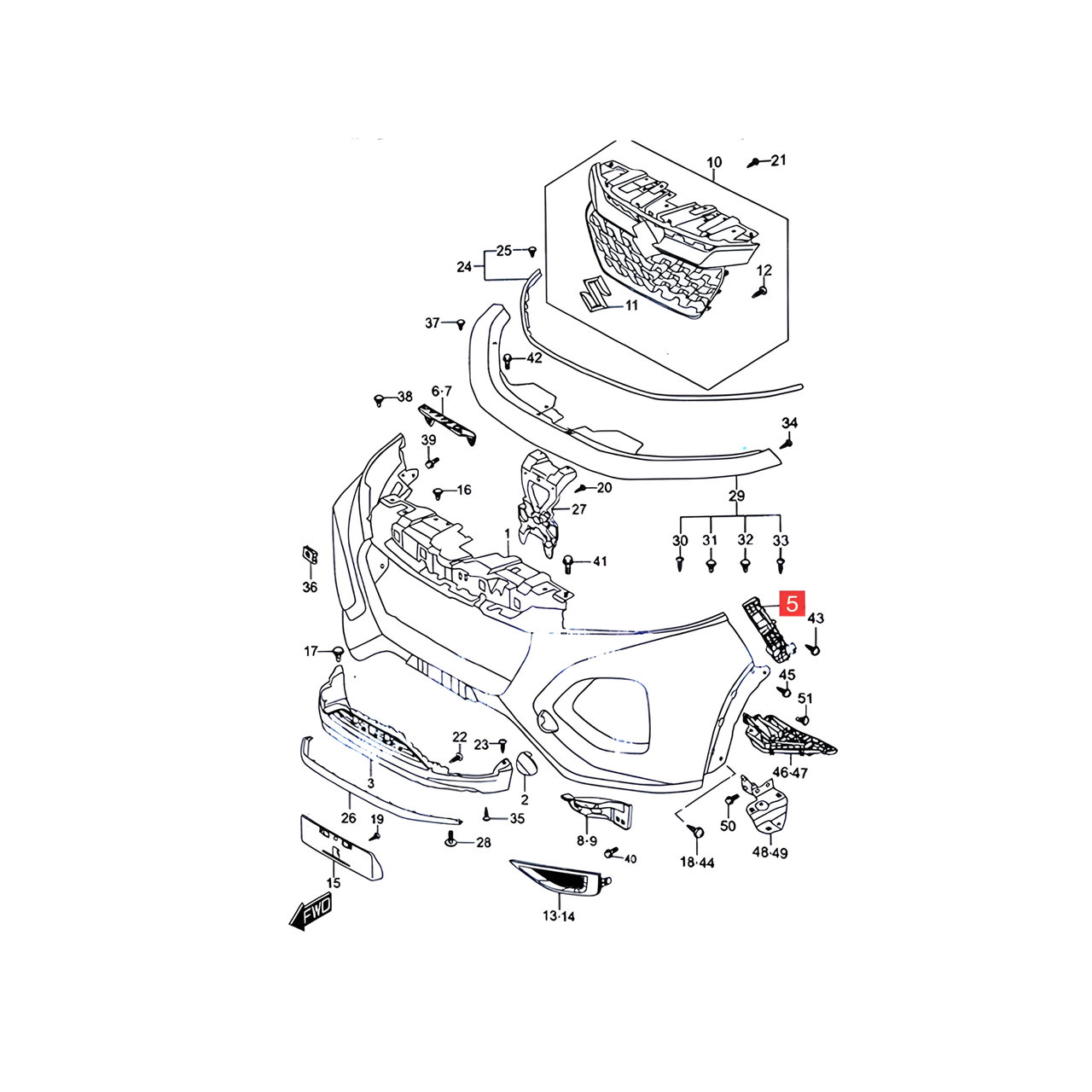 GUIA PARAGOLPE DELT. IZQ. -ORIGINAL-