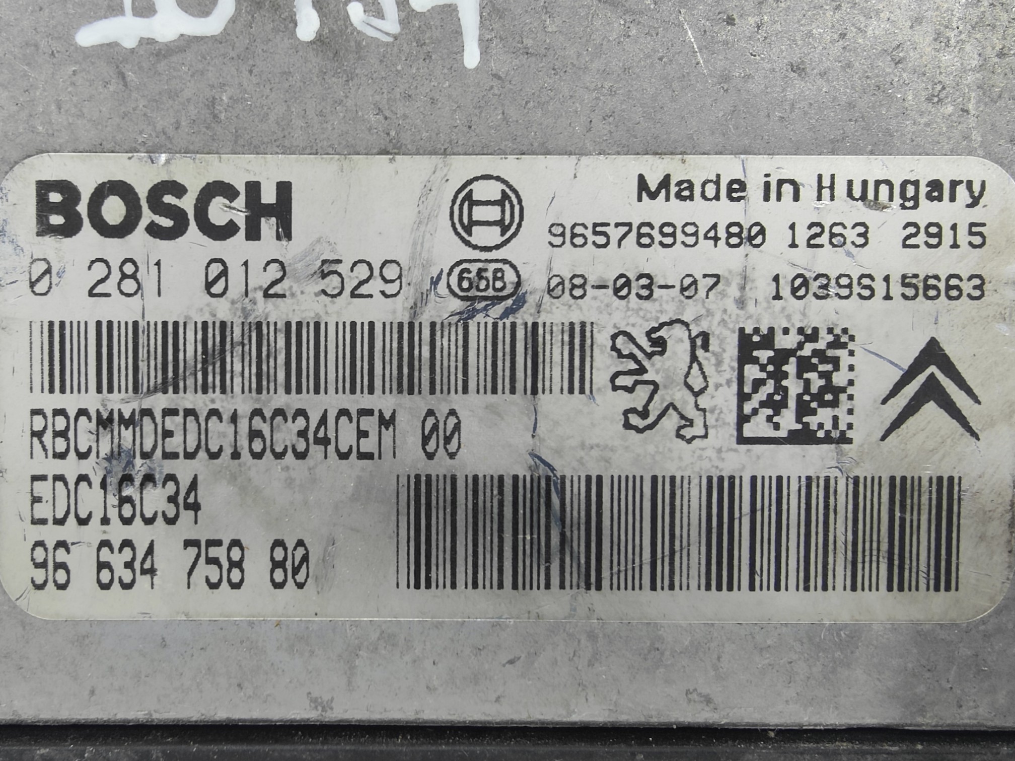 ECU de motor Peugeot 207 1.4 HDI 2008, Ref: 10954-K3B9