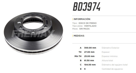 DISCO DE FRENO CHEVROLET S10 2017- 4X4/4X2