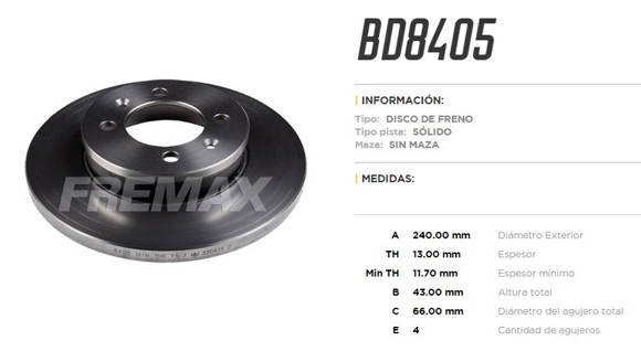 DISCO DE FRENO DELANTERO ROVER MAESTRO DIESEL 111/114/115