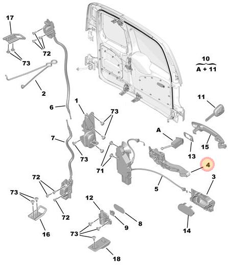 SOPORTE MANIJA EXTERIOR CITROEN BERLINGO - PEUGEOT PARTNER B9 [ORIGINAL PSA]