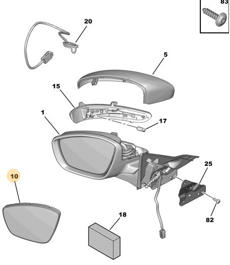 vidrio de espejo retrovisor exterior