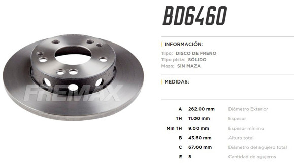DISCO DE FRENO MERCEDES BENZ 190D 1982-1993 (W201)