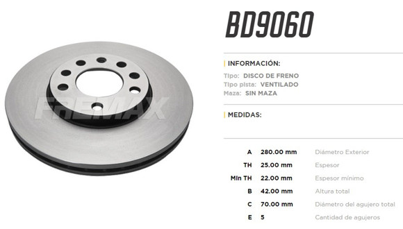 DISCO DE FRENO CHEVROLET ASTRA-ZAFIRA 2.0 16V