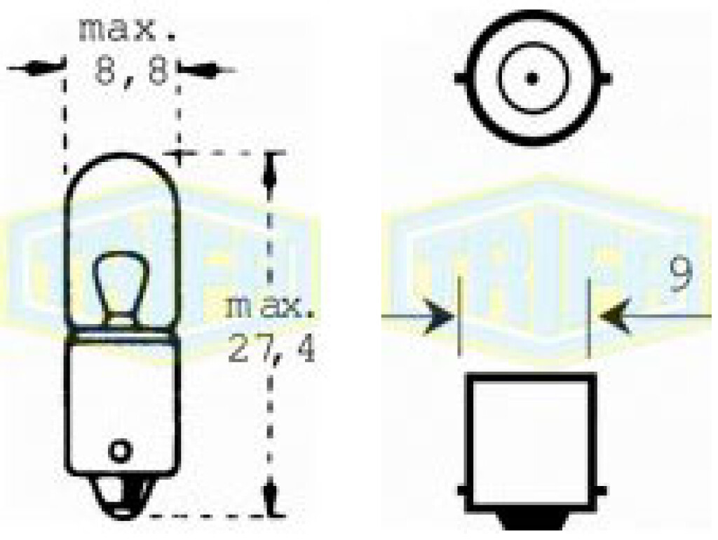 LAMPARA - BAYONETA 12V 4W - BA9S TRIFA