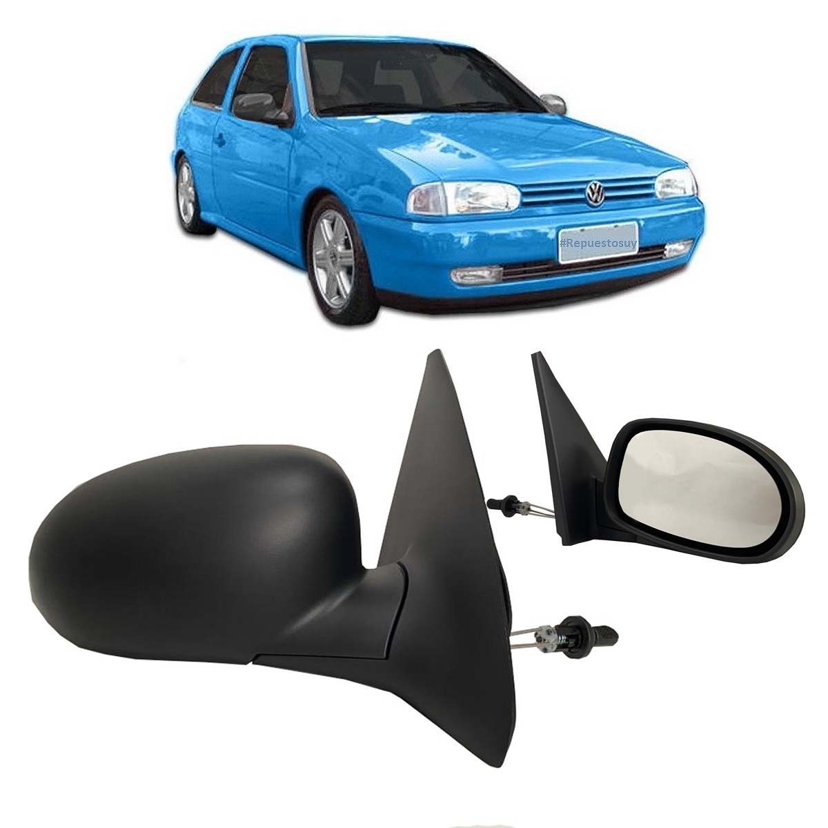 Espejo retrovisor exterior derecho Volkswagen Gol G2 con control manual