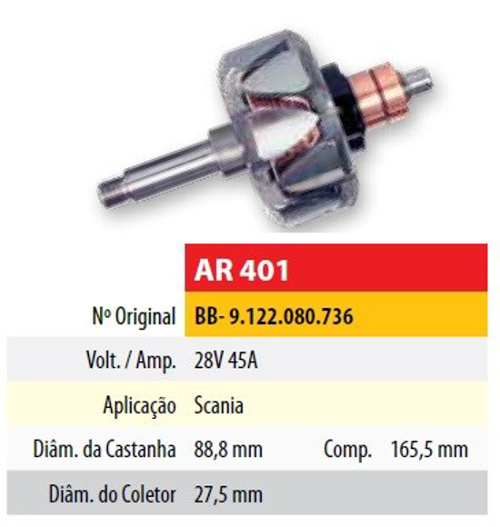 ROTOR 24V 45AMP SCANIA 112/113/142 (88,8X27,5X165,5)
