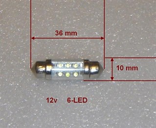 LAMPARA 12V TUBULAR 6 LED (10 X 36) SUN