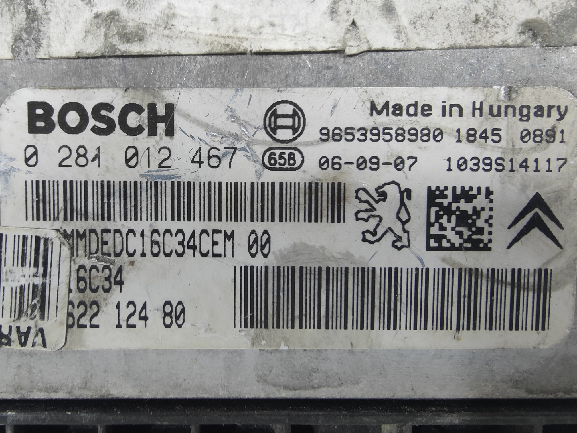 ECU de motor Peugeot 207 1.6 HDI 2006, Ref: 10945-K3B8