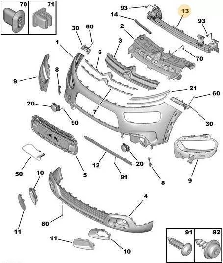 Alma de paragolpes delantero