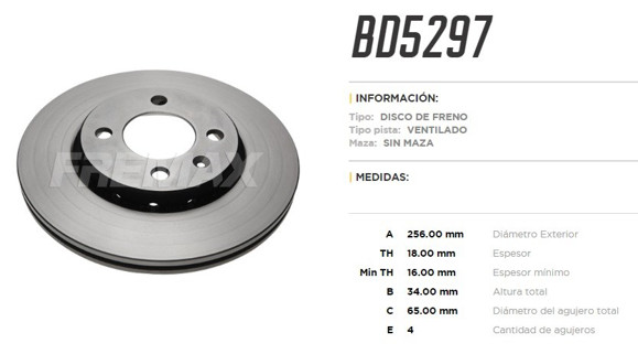 DISCO DE FRENO DEL VENT VW GOL GENERACION V 2008-