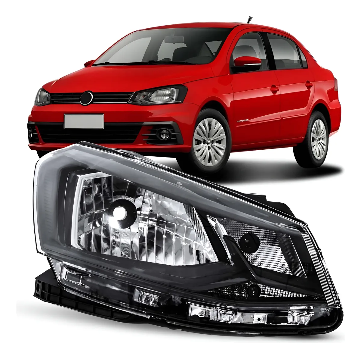 Par De Faros Gol G7 2016 2017 2018 Máscara Negra Voyage