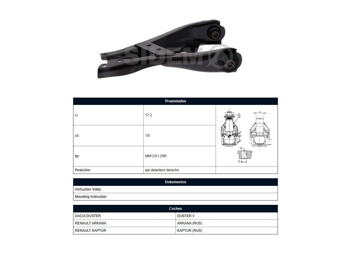 Parilla De Suspension Delantera Renault Duster/Oroch 21-25 Der