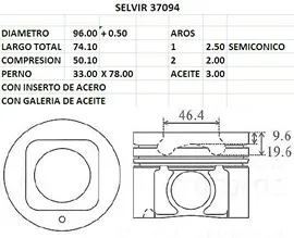PISTONES 96mm NISSAN ZD30 0.50