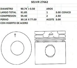 PISTONES 90.74mm MAXION 2.5TD 0.50 TIK (SET DE 4