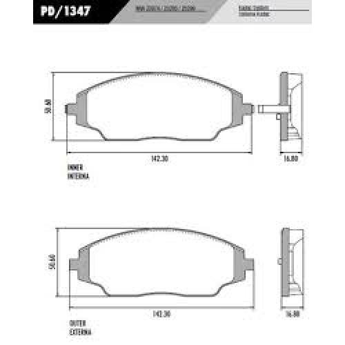 JGO. PASTILLAS FRENO CHEVROLET COBALT TAXI SPIN SONIC 2013  (+ COMUN) 142x54x14MM  LONAFLEX