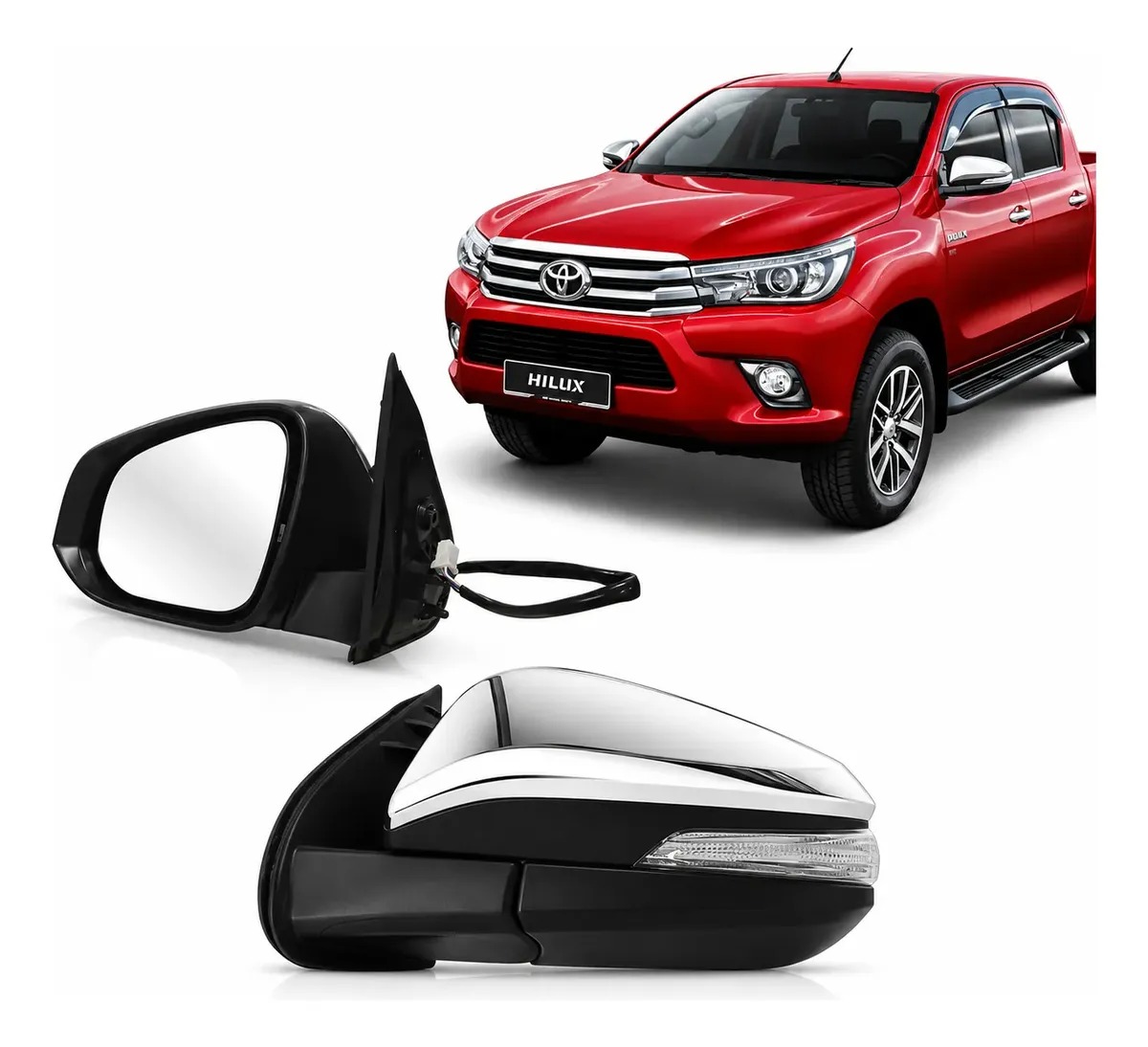 Retrovisor Eléctrico Cromado con Intermitente para Toyota Hilux 2016–2026