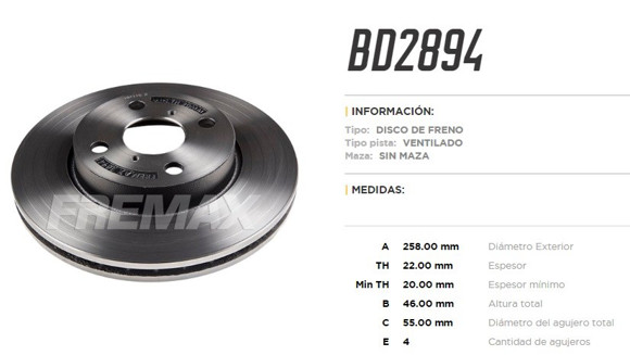 DISCO DE FRENO DEL. GEELY 515/TOYOTA YARIS 2005 (VENTILADO)