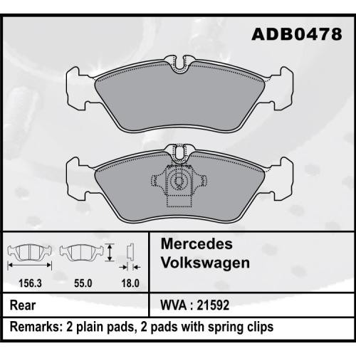 JGO. PASTILLAS FRENO MERCEDES BENZ SPRINTER 313 99... TRAS. 156X55X18MM