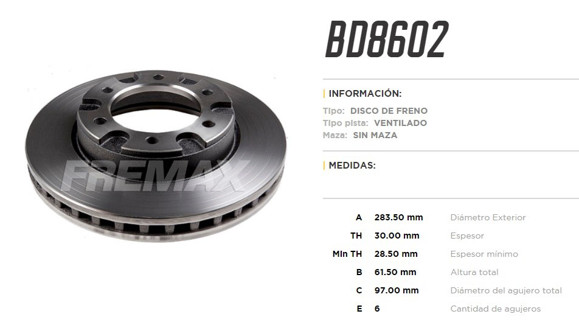 DISCO DE FRENO CHEVROLET C10/D20/A10 SILVERADO/VERANEIO