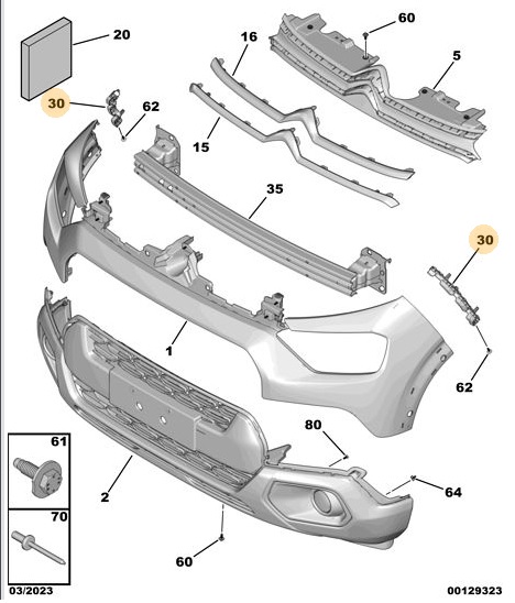 SOPORTE PARAGOLPE DELANTERO DERECHO NUEVO CITROEN C3 [ORIGINAL PSA]