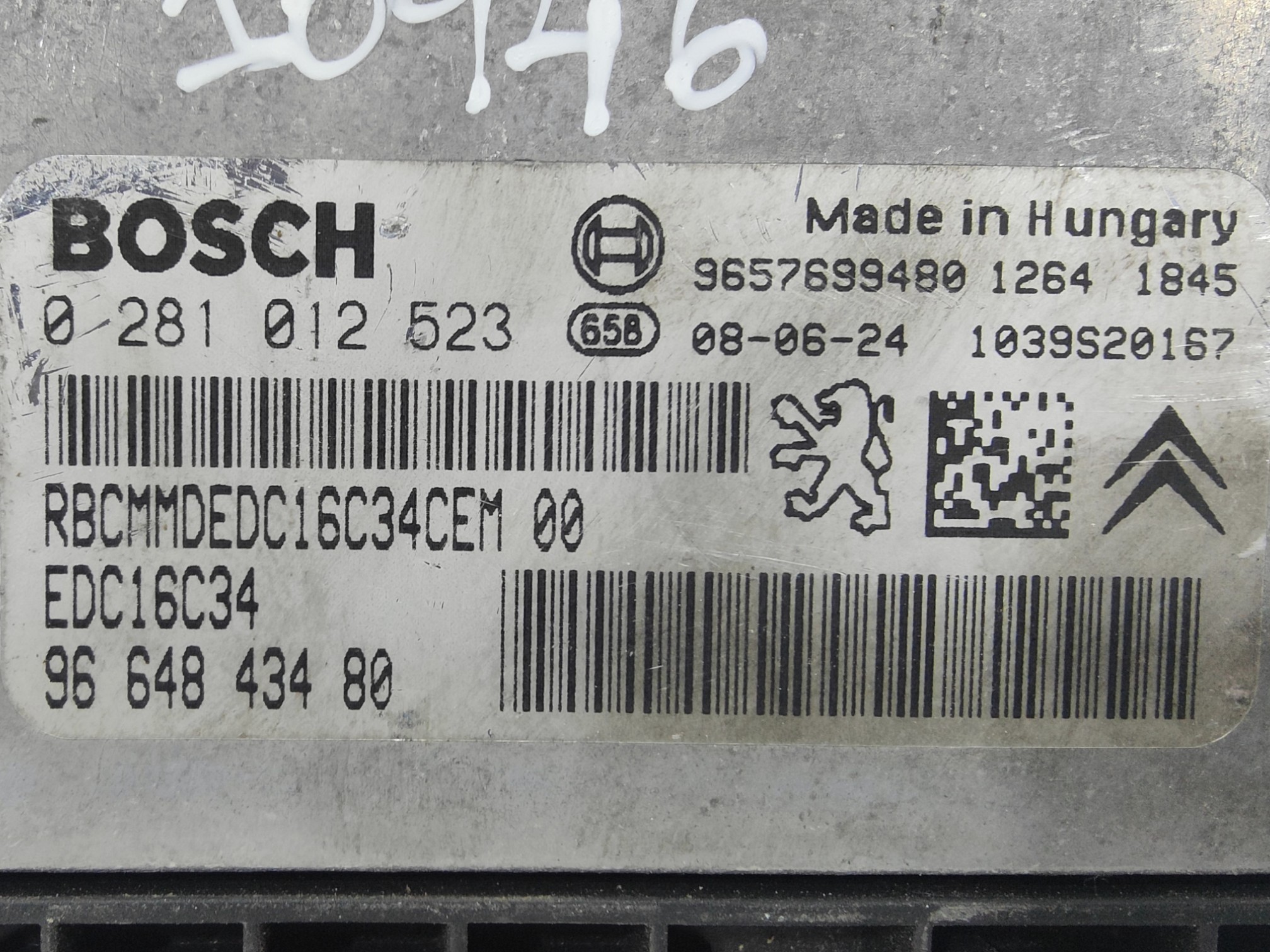 ECU de motor Peugeot 207 1.4 HD 68HP 2008, Ref: 10946-K3B8