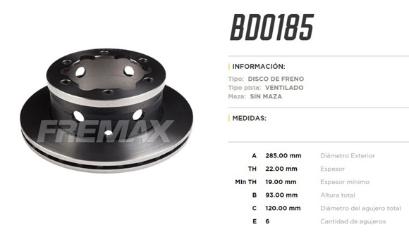 DISCO DE FRENO TRASERO M-BENZ SPRINTER 313/412D/413/413CDI