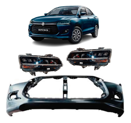 Kit Paragolpe Delantero + Opticas Suzuki Dzire 2025 Hibrido