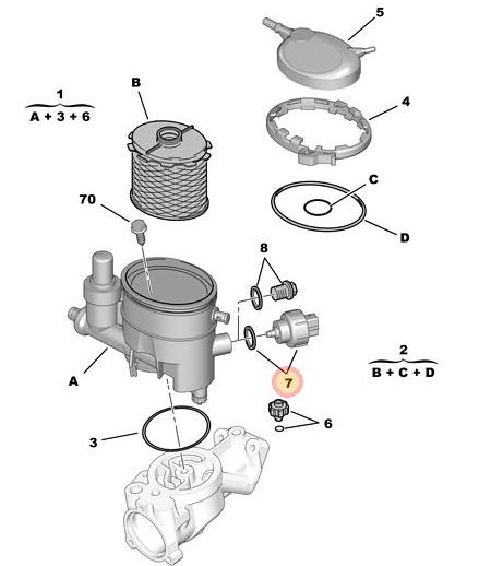 SENSOR FILTRO GAS-OIL PEUGEOT -CITROEN- DW10TD 2.0 HDI-XUD9 206-306-307-EXPERT-JUMPY [ORIGINAL PSA]