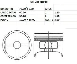 PISTONES 76mm DAIHATSU 1600 0.50 TIK