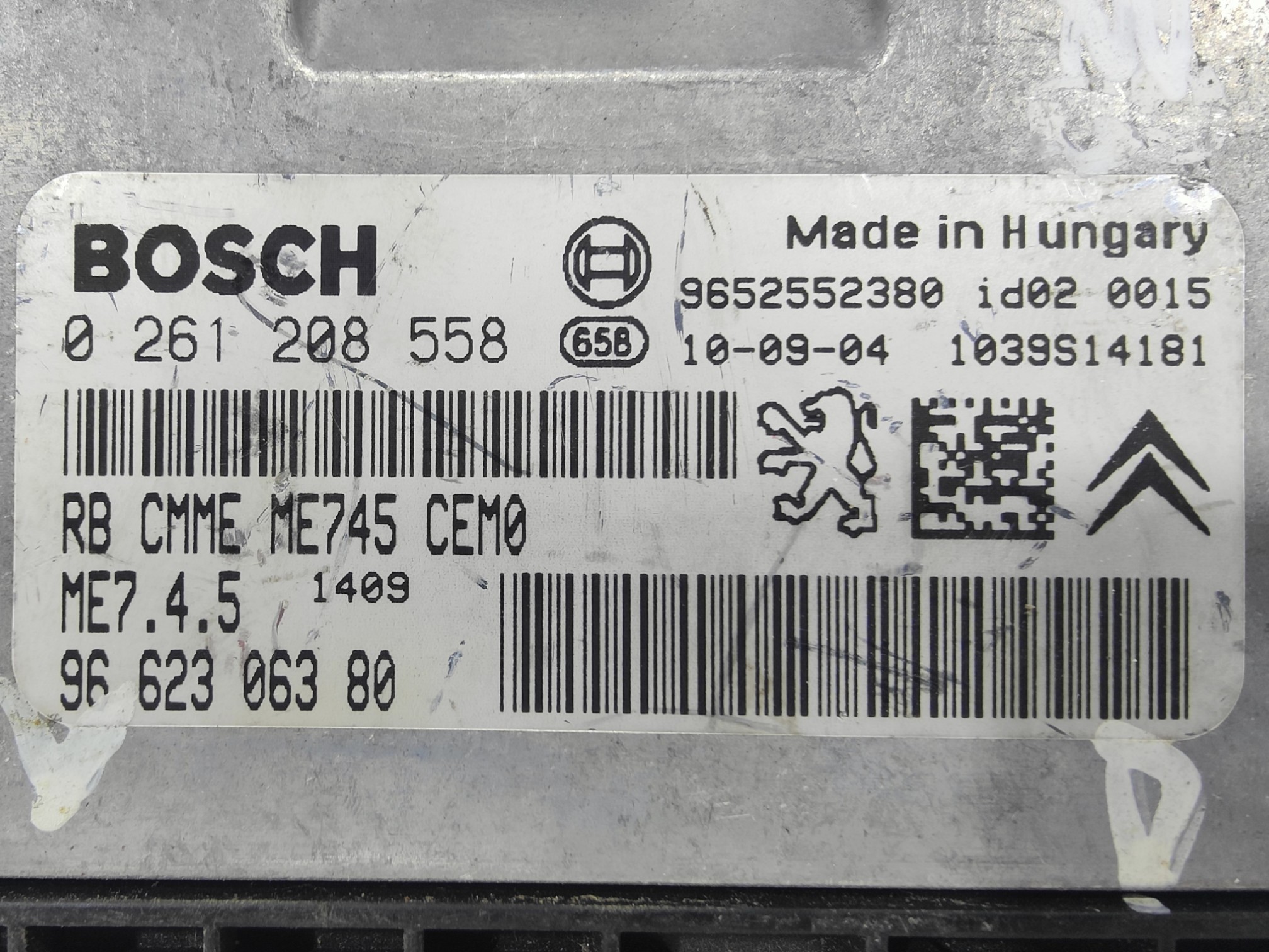 ECU de motor Peugeot 307 1.6 16V , Ref: 10833-K3A5