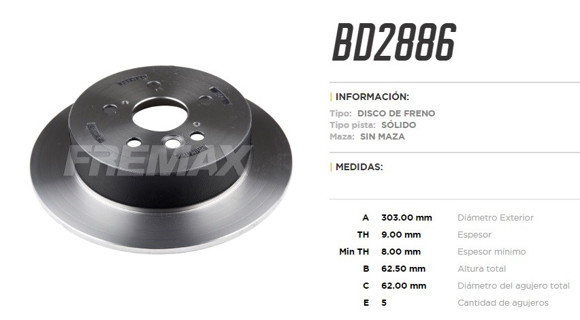 DISCO DE FRENO TRAS. CHERY TIGGO 2006/TOYOTA RAV 4 2004-2005