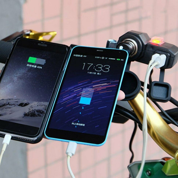 CARGADOR DE CELULAR PARA MOTO CON 2 PUERTO USB/ENCENDEDOR