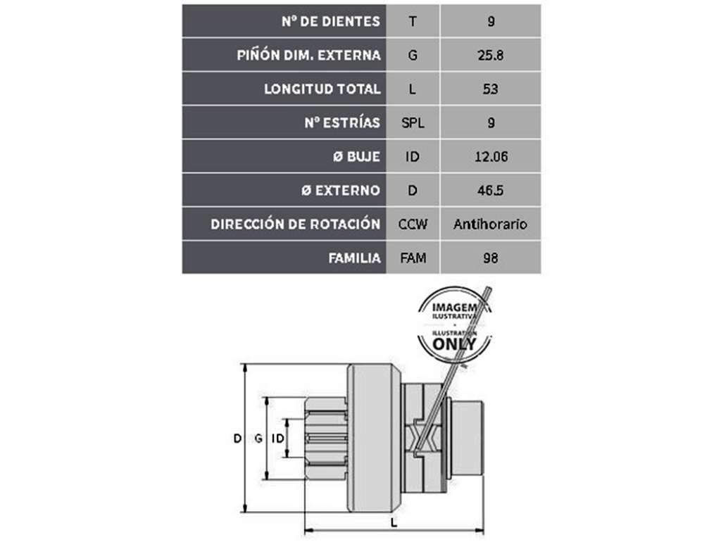 Bendix de arranque para motor de partida
