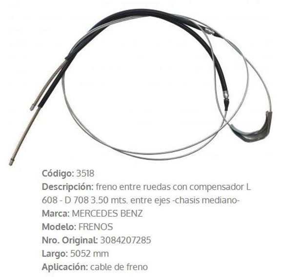 CABLE DE FRENO MERCEDES BENZ 608/708 5052MM