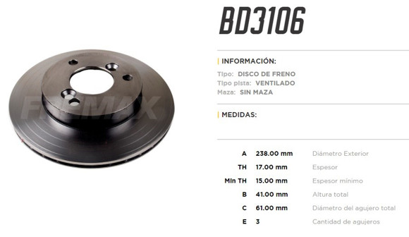 DISCO FRENO DEL VENTILADO RENAULT KWID 1.0 2019. . .