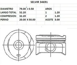 PISTONES  79mm TOYOTA COROLLA 1.6 N 03 0.50 16V