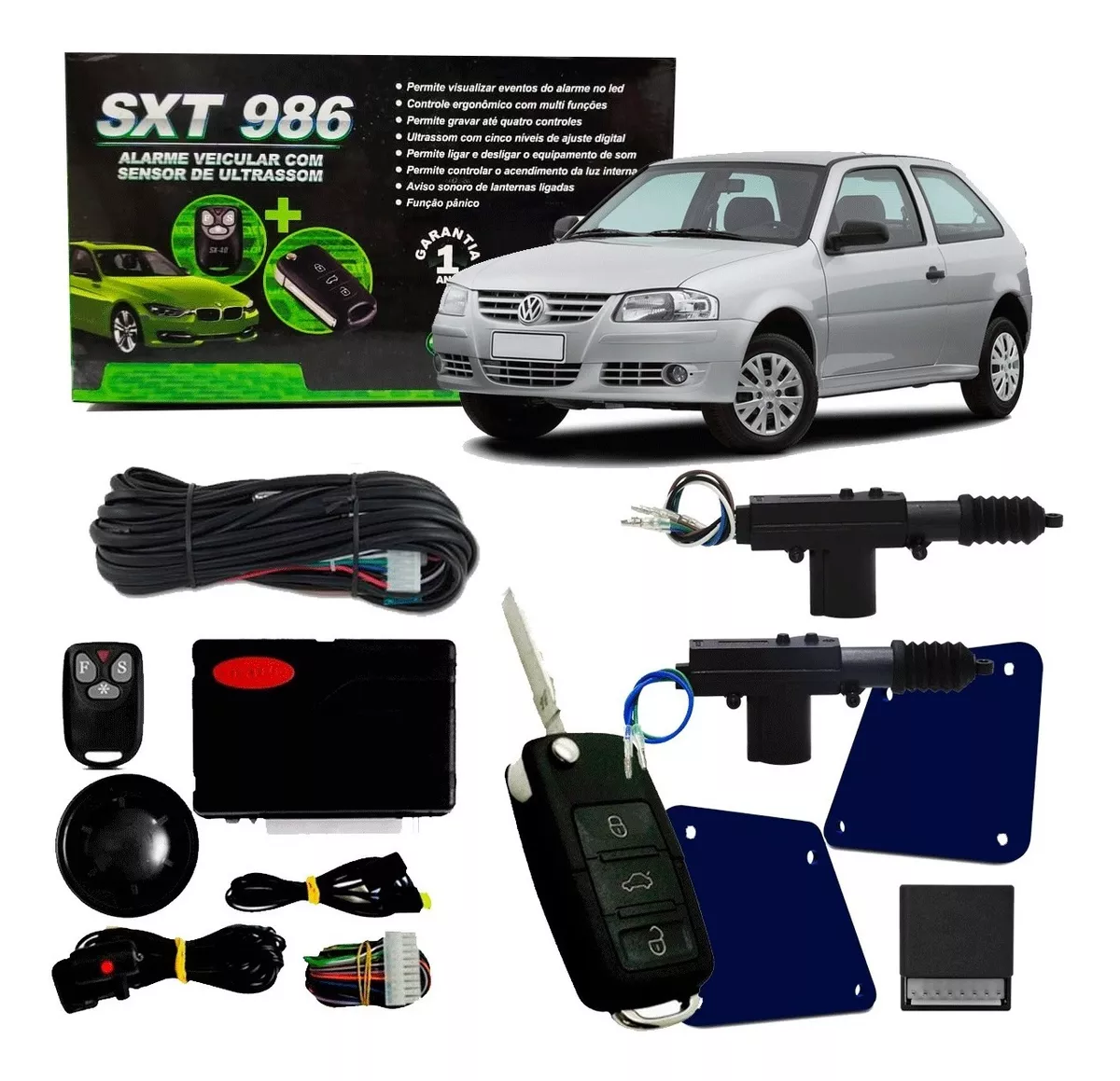 Alarma de coche + cerradura + Llave Tipo Cuchillo Gol G2 G3 G4 2 puertas