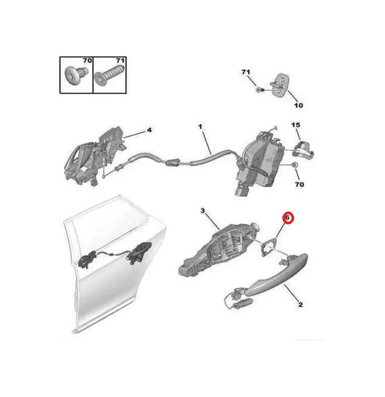 SOPORTE MANIJA PUERTA LAT TRASERA PEUGEOT EXPERT III/CITROEN JUMPY III IZQUIERDA [ORIGINAL PSA]