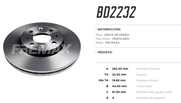 DISCO DE FRENO RENAULT LAGUNA 1992-2003 (VENTILADO)