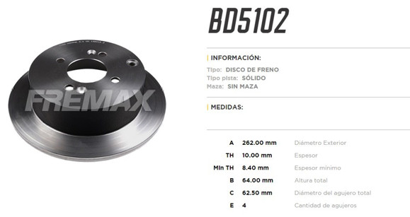 DISCO FRENO TRAS HYUNDAI ACCENT 1.5 CRDI/I10 1.2/I20 284MM