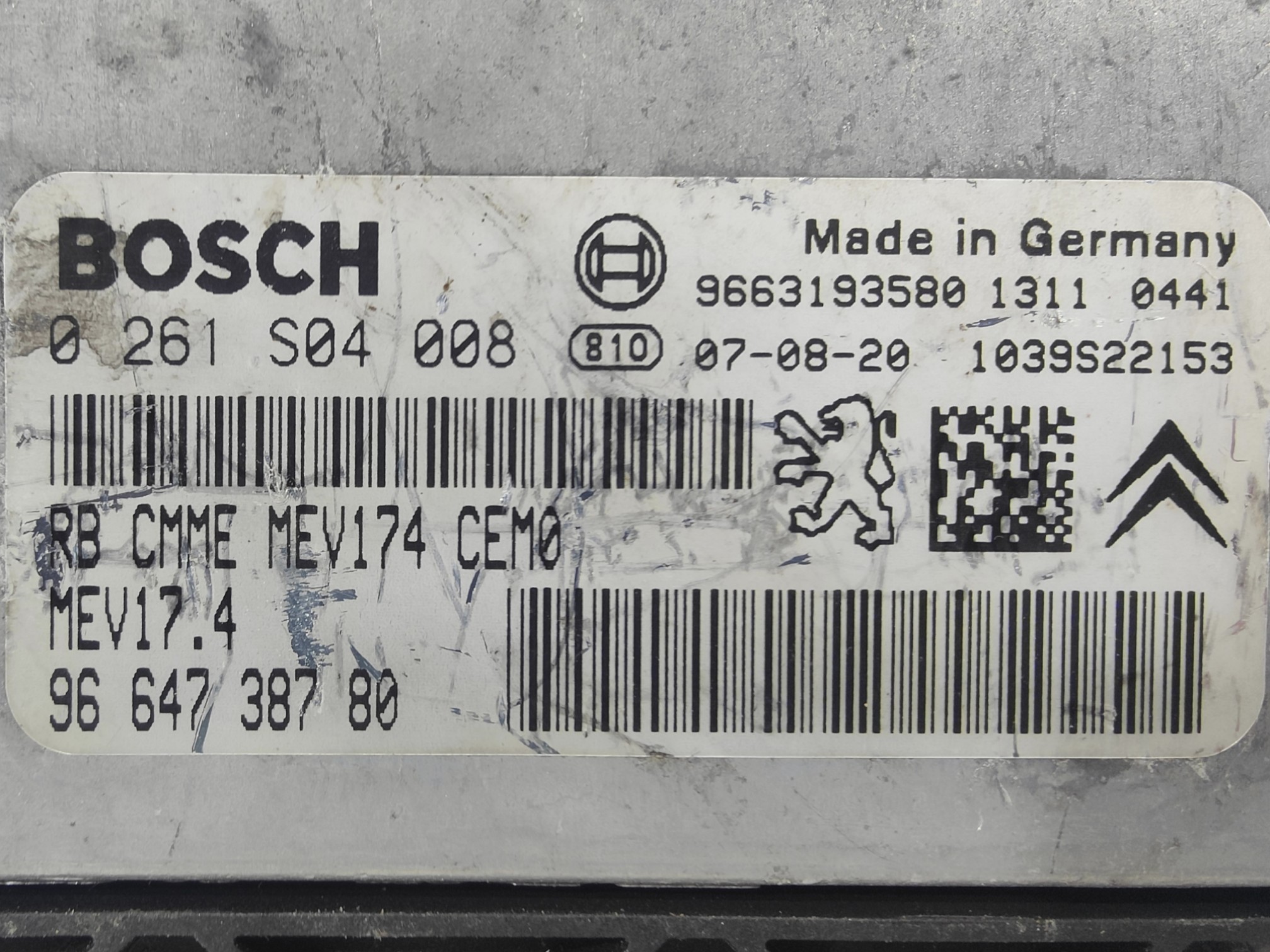 ECU de motor Peugeot 207 (A7) 1.6 VTI 88KW 120CV L4 16V , Ref: 8079-K3B6