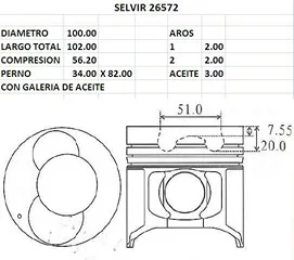 PISTONES 100mm KIA 3600 II STD EUROSUN