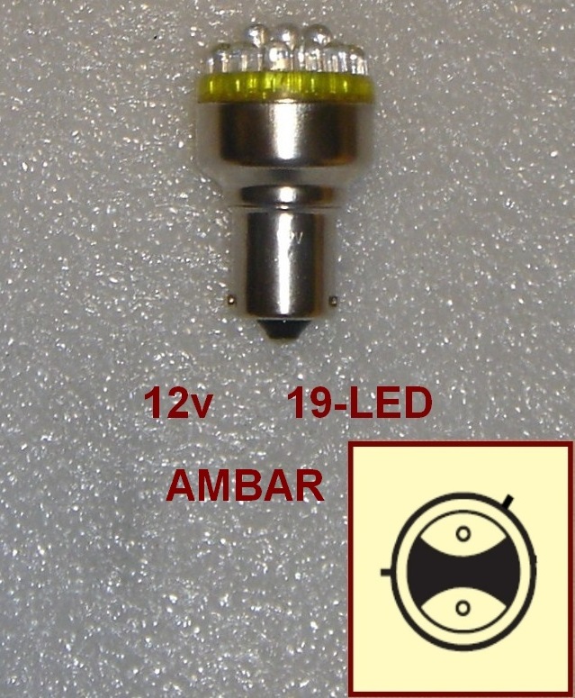 LAMPARA 12V 1 POLO P/PAREJAS 19 LED AMBAR SUN