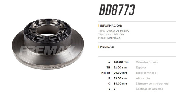 DISCO DE FRENO TRASERO IVECO DAILY (MODELOS EN DESCRIPCION)